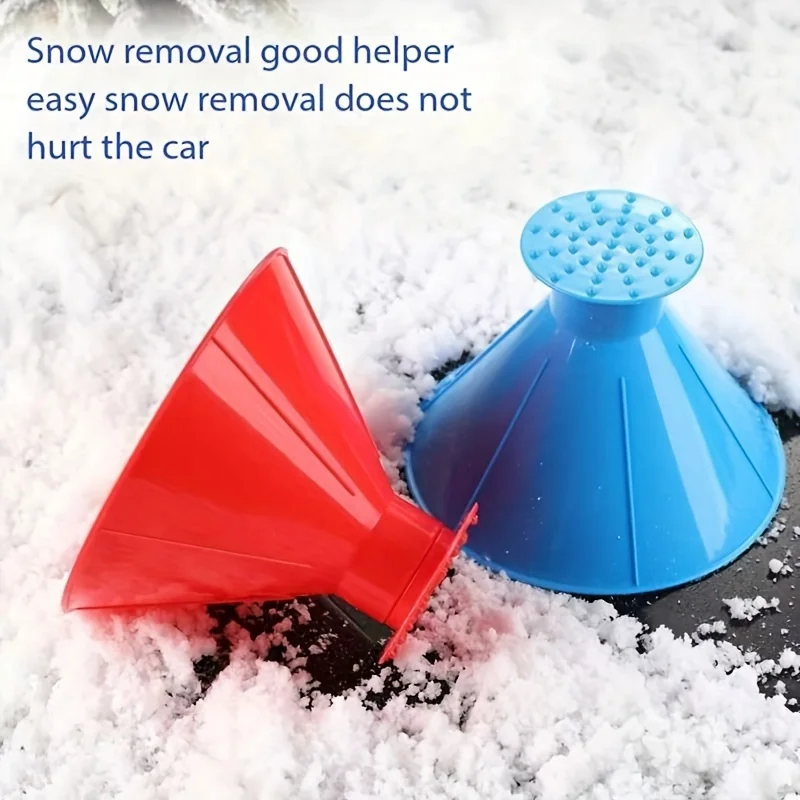 2 in 1 Car Windscreen Snow Scraper with Oil Filling Funnel Winter Essential Windscreen Cone De-icing Tool Snow Removal Tool