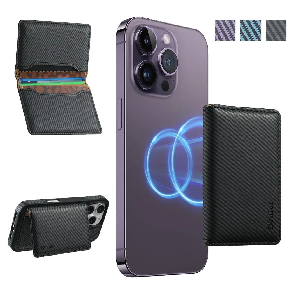 

Magsafe Wallet Phone Card Holder Foldable Safety Magnetic Stand Anti-theft Leather for iPhone 16 15 14 13 12 ProMax