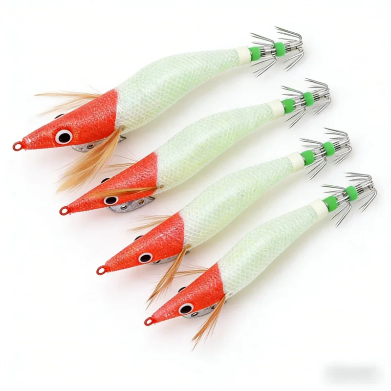 Wood Shrimp Lure for Sea Fishing 8cm/10cm/12cm/15cm Red-Head