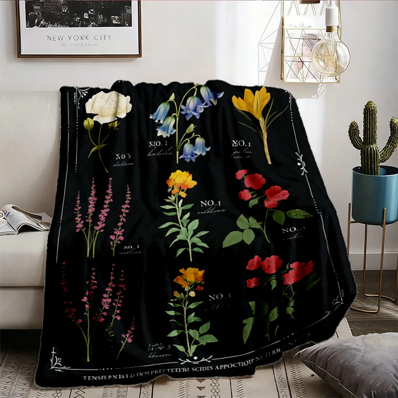 Wuthering Heights Literary Flower Chart Herbology Floral Flannel Throw Soft Blanket Comfy Blanket Gift Bronte Poet Liter