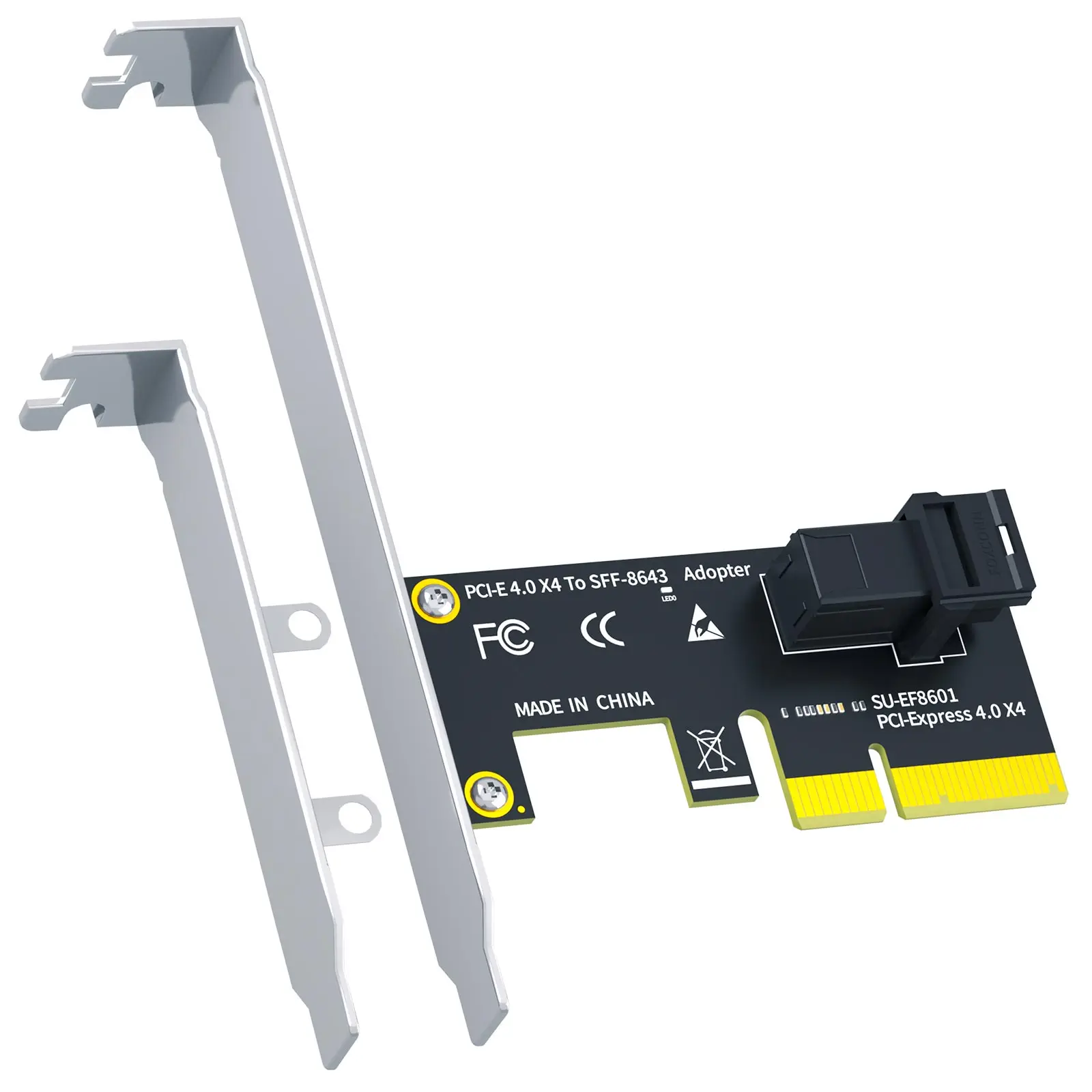 SFF-8643 to PCIE 4.0 X4 Adapter Card, Regular and Low-profible Bracket