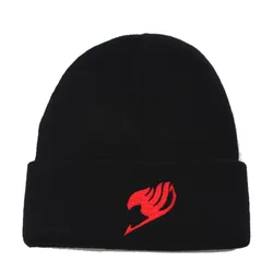 Anime Fairy Tail Winter Knitted Hat For Women Men Embroidery Beanies Outdoor Warm Elastic Ear Protection Boys Girls Gorro Bonnet