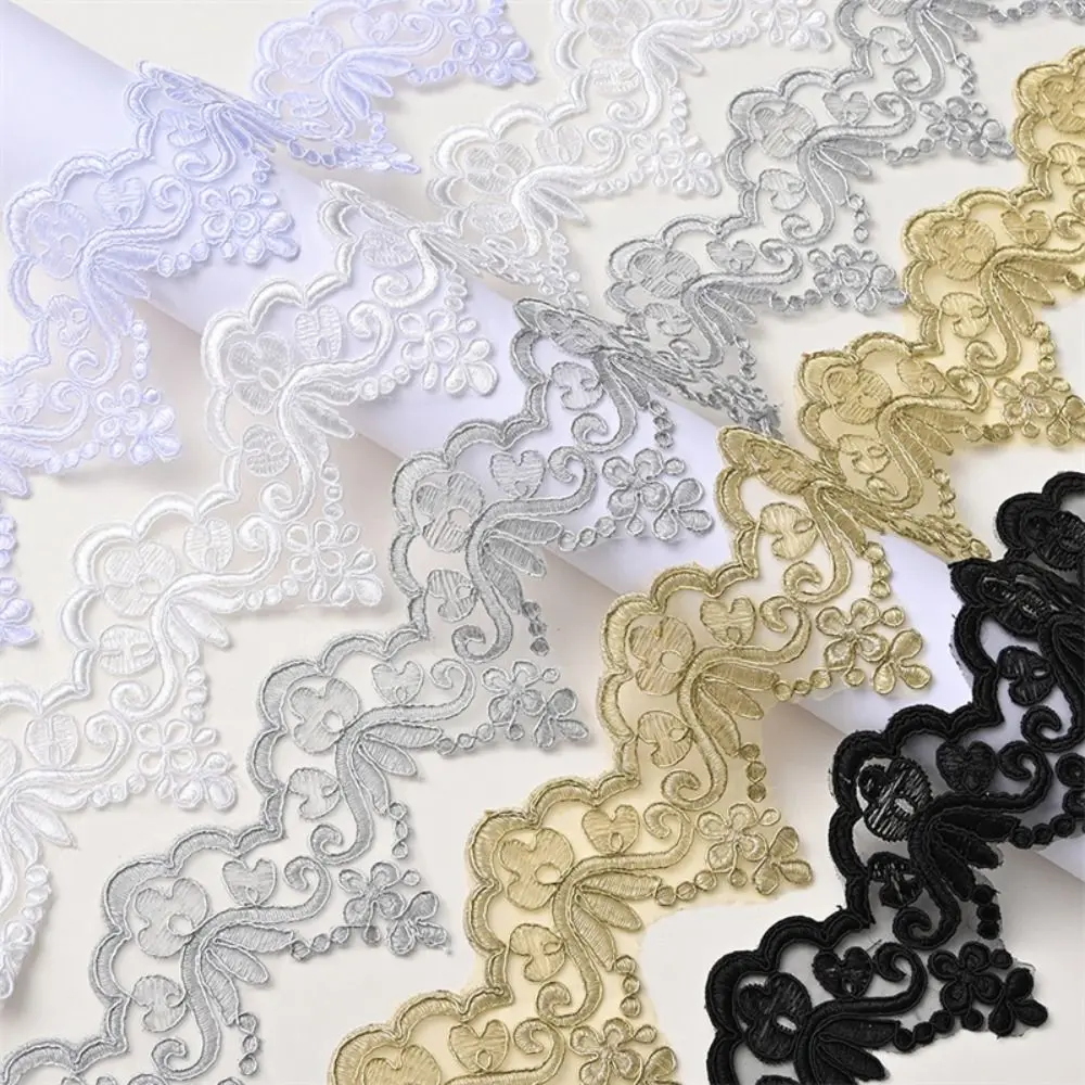 10Yards 9cm Width Flower Lace Trim Splicing Cloth Sewing Decoration Lace Ruffle White Black Gold Lace Ruffle Trim