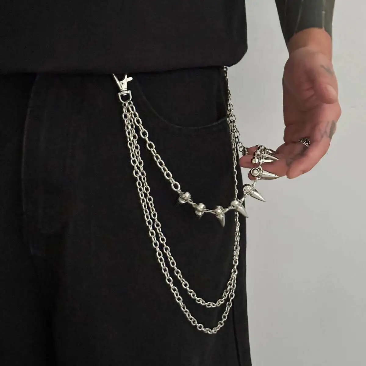 Salircon Neue Punk Rock Niet Hosen Taille Gürtel Schlüsselbund Männer Frauen HipHop Hosen Kette Jeans Schlüsselring Unisex Straße Schmuck Geschenk