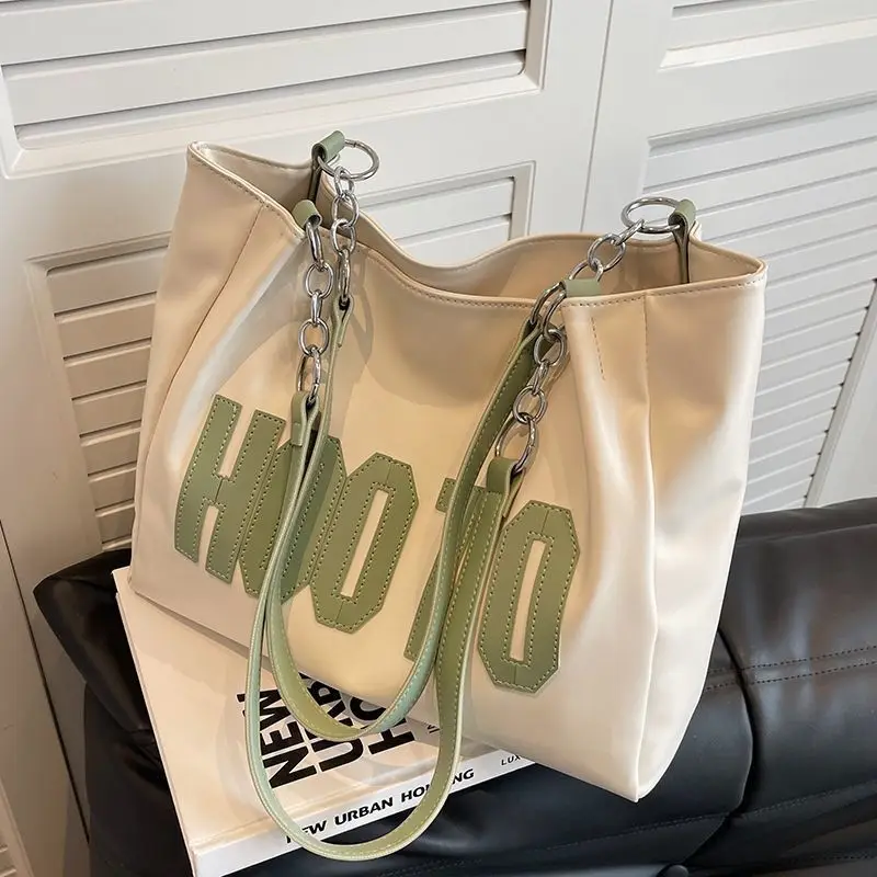 

Large Capacity Tote Bag Fashion Texture Shoulder Underarm 2024 New Trendy Student Class Commuting Girls