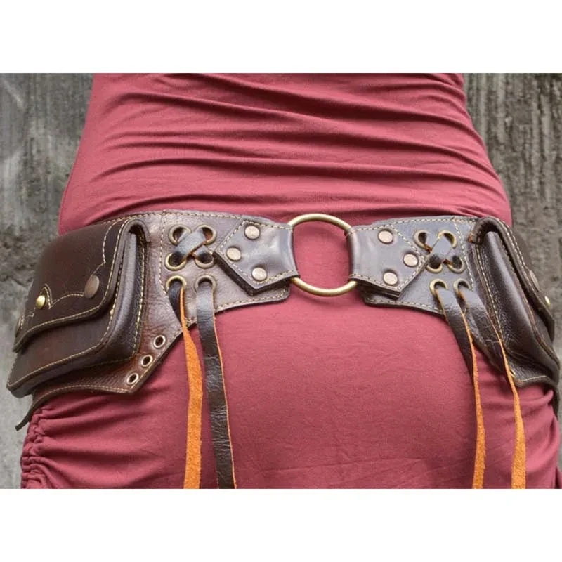 Handmade Steampunk Leather Utility Hip Belt Bag Medieval Pirate Cosplay Costume Accessory Viking Waist Pocket Fanny Pack Women