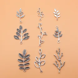 9pcs Antique Silver Color Branch Charms Collection For DIY Jewelry Making, 9 Styles, 1 of Each