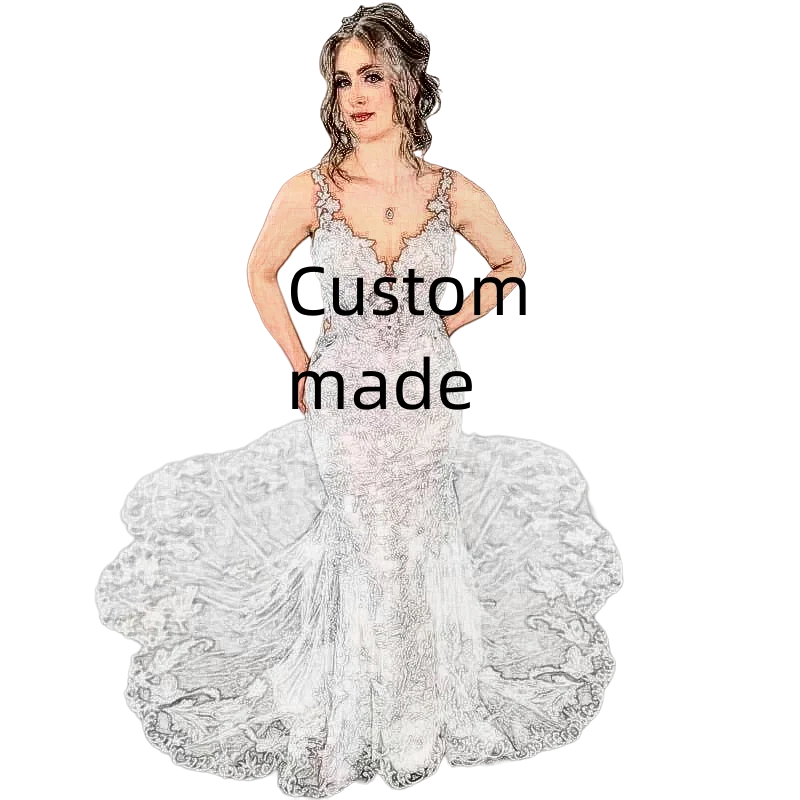 

New V Neck Bubble Sleeve Mesh Embroidered Dress Wedding Dress 2024