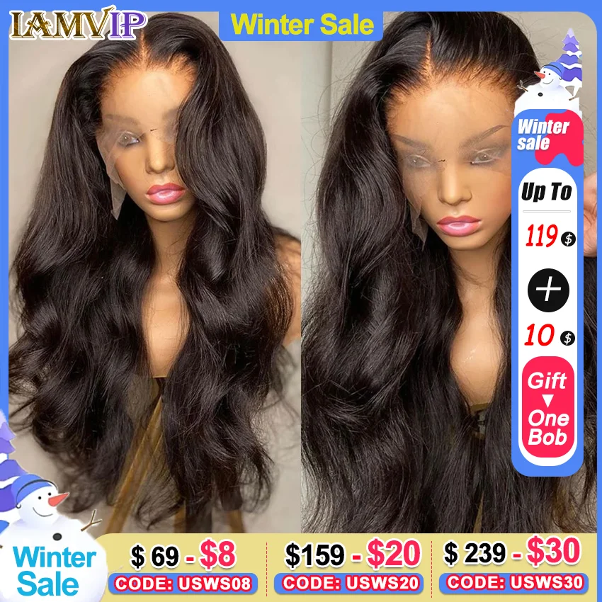 200% Body Wave 13x6 Hd Lace Frontal Wig Human Lace Hair Pre-Plucked Lace Brazilian Remy Straight Wig Wave with HD 13x4 Front Wig