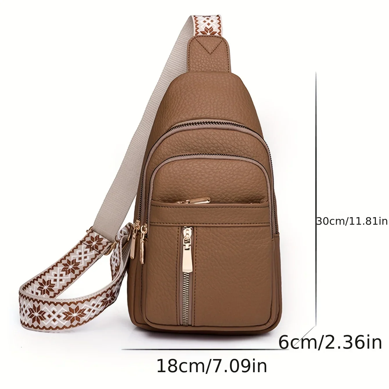 Borsa a tracolla multifunzionale retrò chic in morbida pelle PU Tasche multiple con cerniera Versatile per il tempo libero e lo sport