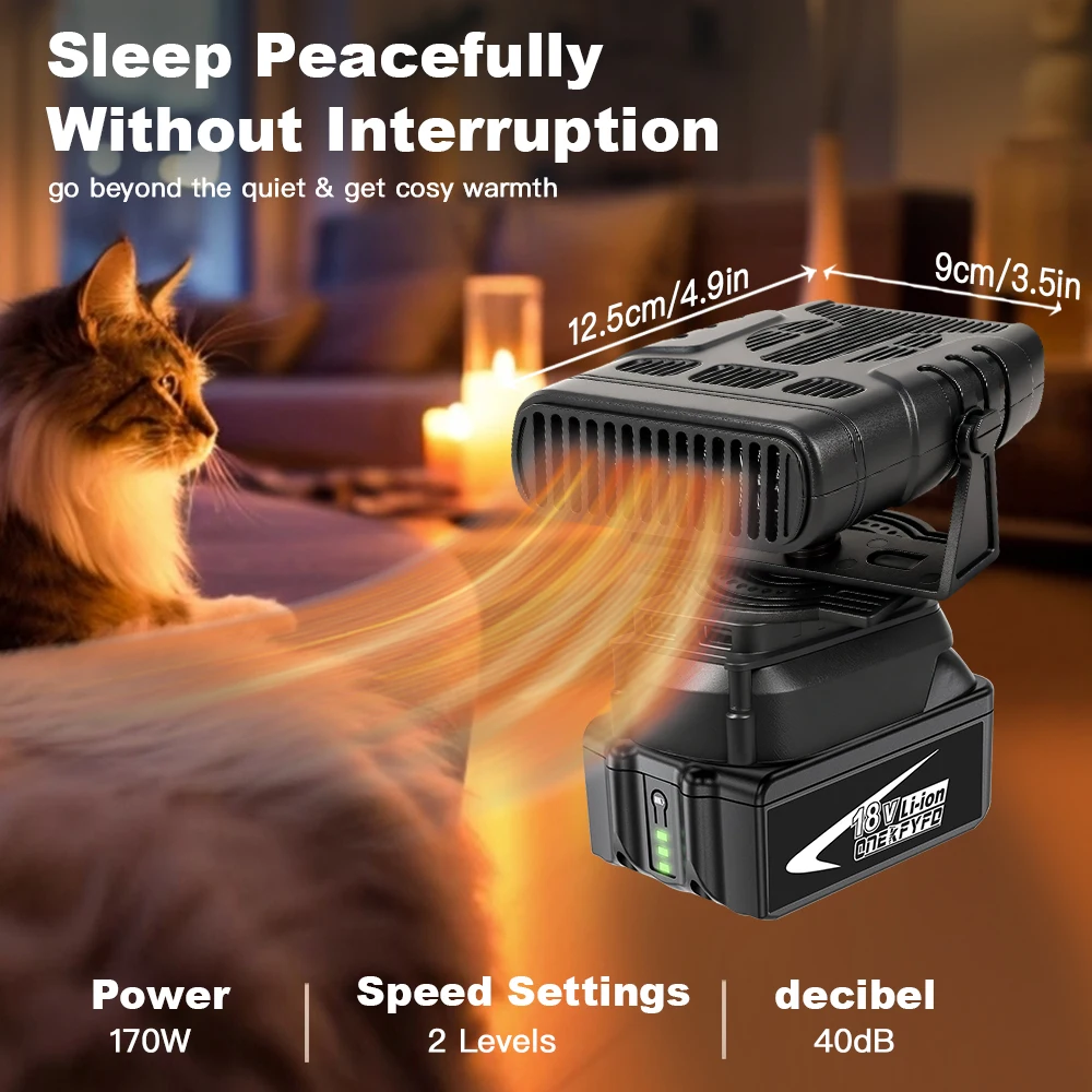 ONEKFYFD 2 في 1 سخان سيارة محمول مزيل الصقيع للزجاج الأمامي مع منافذ USB مزدوجة قابلة للشحن لبطارية ليثيوم أيون 18 فولت #3