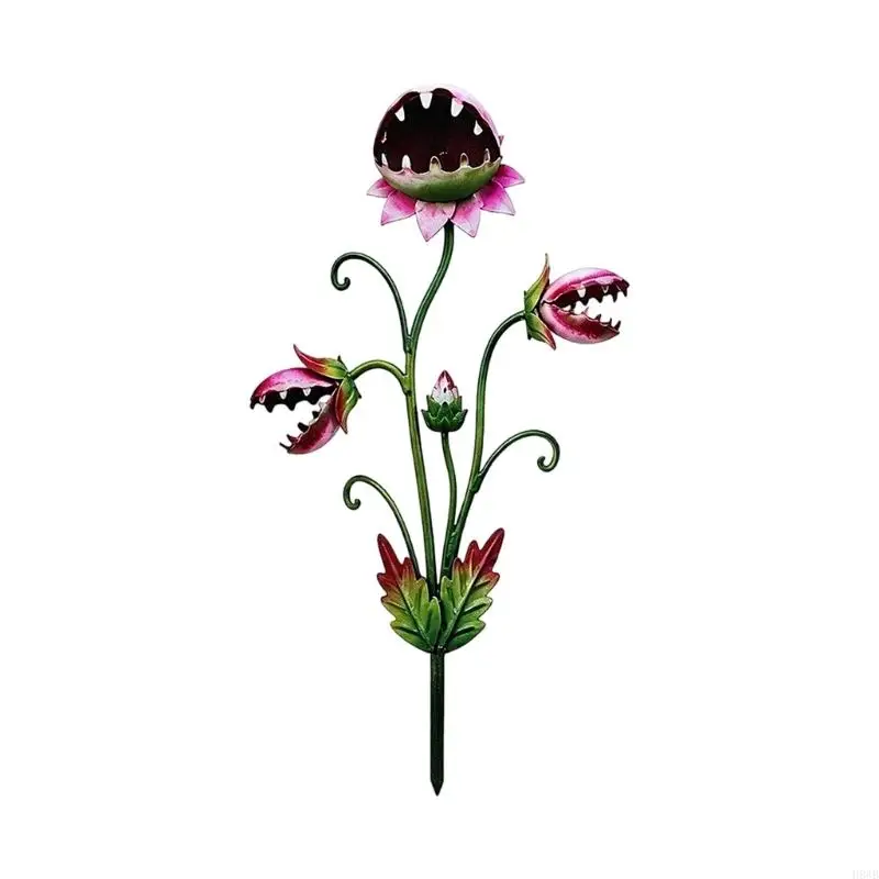 H8WB Metal Garden Stake for Flower Pots and Yard Use, Single Piece Metal Pick with Pointed Ground Insert for Soil Placement