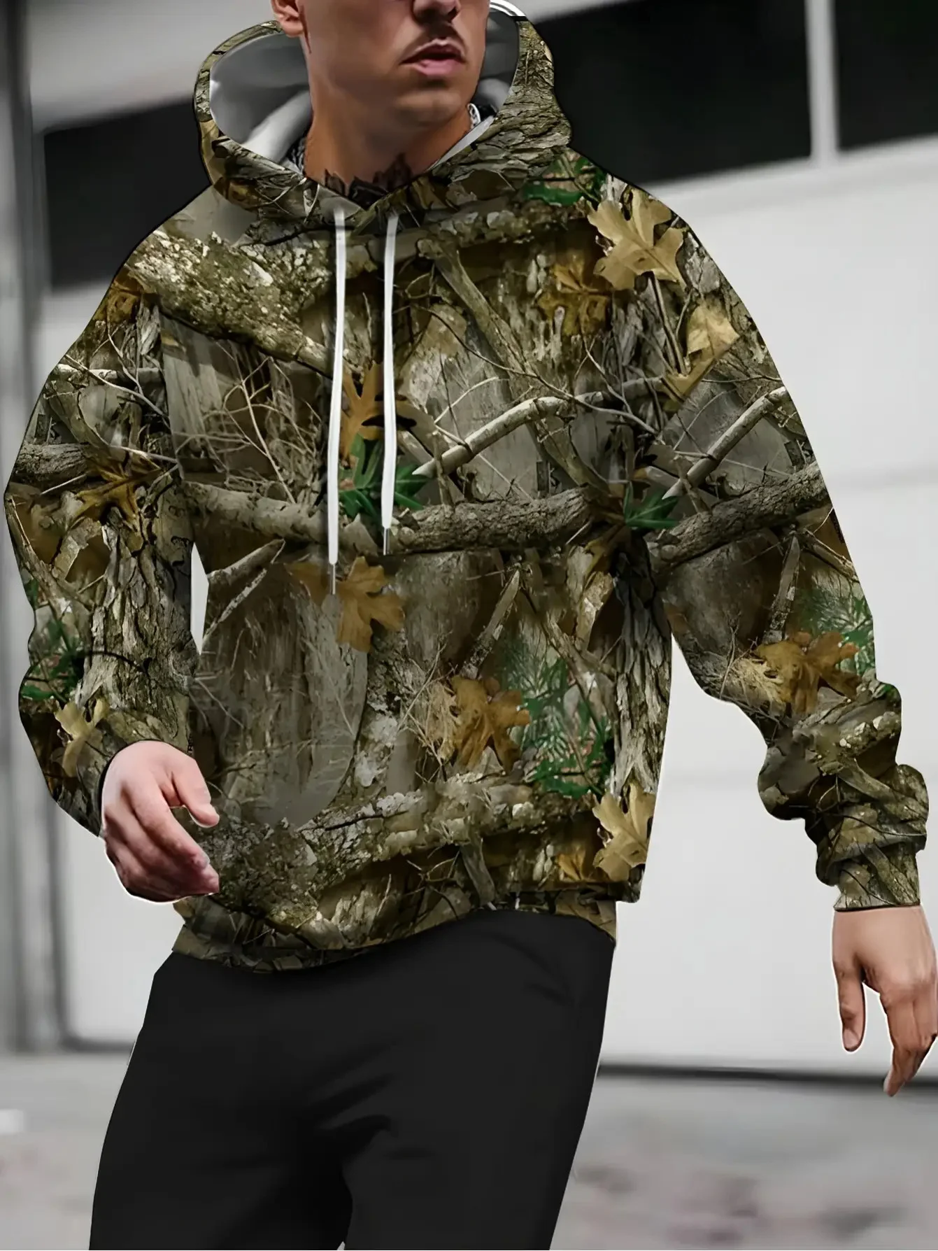 

Мужская камуфляжная толстовка с капюшоном, всесезонный повседневный пуловер с капюшоном на шнурке, свитер обычного кроя с длинными рукавами и капюшоном, топы