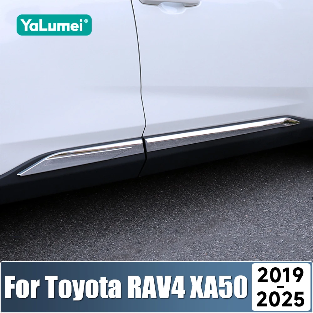 

For Toyota RAV4 XA50 2019 2020 2021 2022 2023 2024 2025 Hybrid Car Side Skirt Stickers Cover Side Body Door Strips Accessories