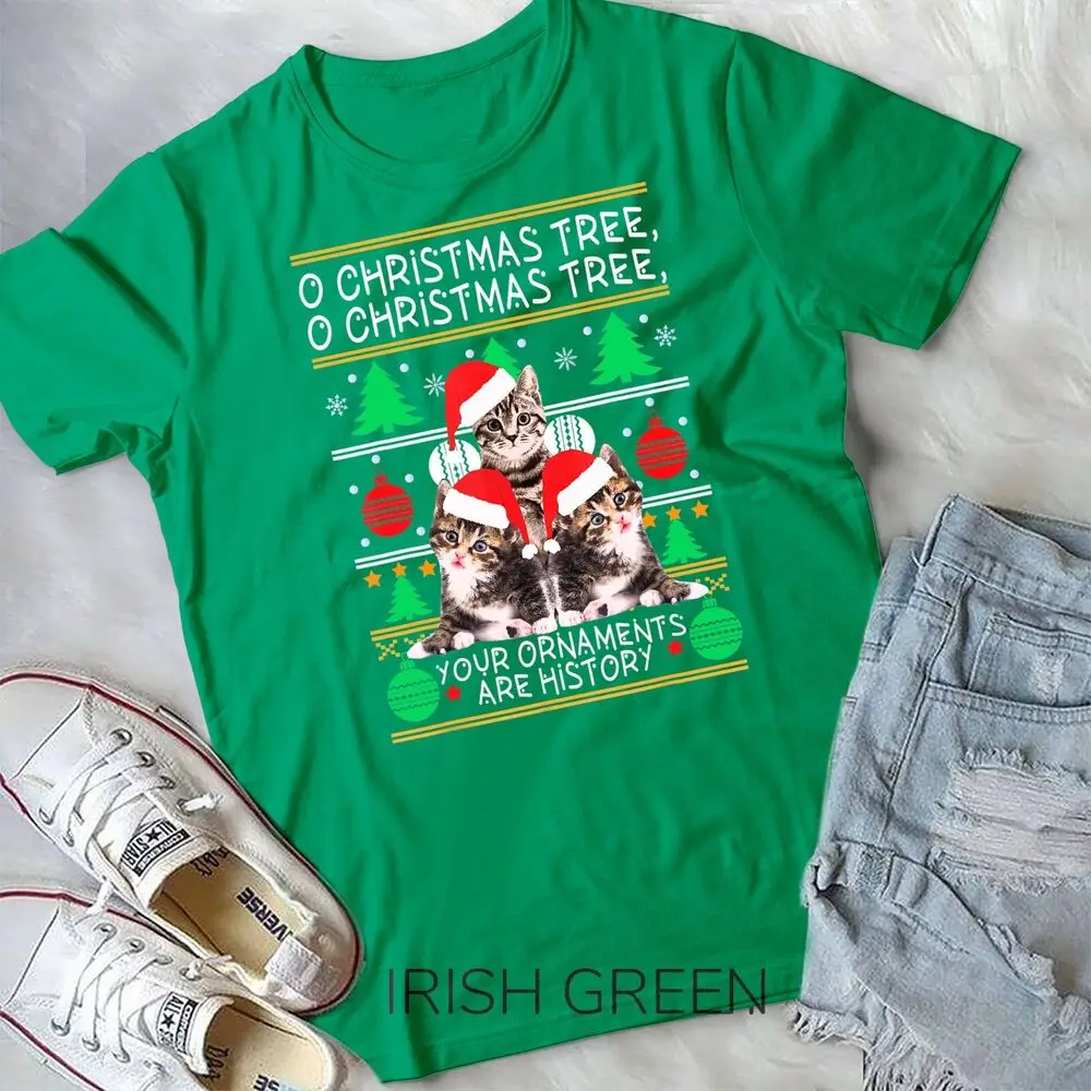 Cats Christmas Shirt Funny Ornaments Pajama Family Gift Tee Unisex T-shirt