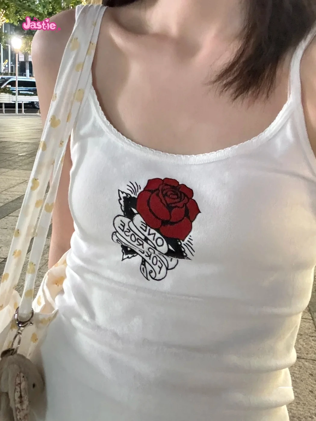 Letter Vintage Red Rose Print Tank Camis Lace Trim O-neck Sweet Summer Vest Camisole Fashion Tight White Y2K Tops Woman 2024 New