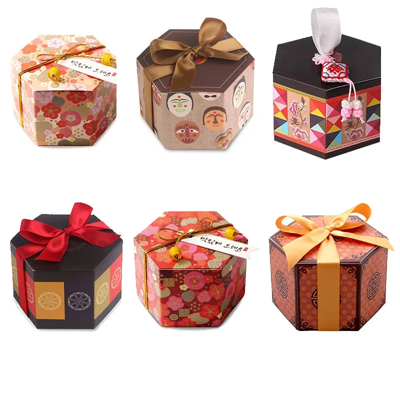 20/30/50PCS Wedding Hexago Candy Box Chocolate Packaging Kraft Paper Gift Box Wedding Favor for Guests Baby Shower Party Decor