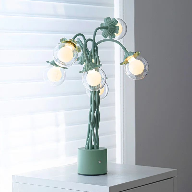 

French pastoral table lamp DIY modeling Internet celebrity bubble desktop eye protection decorative night lamp bedroom bedside t