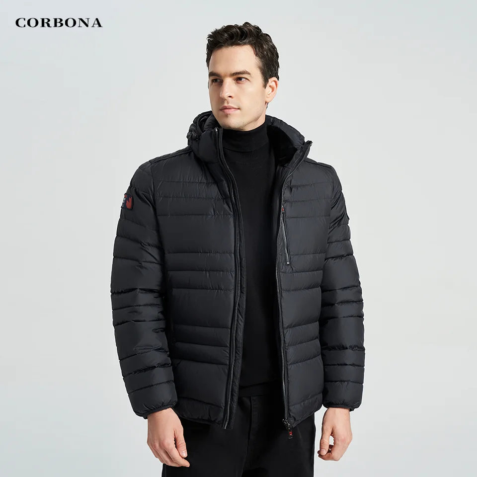 CORBONA 2023 Winter Men Coat Thick Jacket Freeze Warm Fur Detachable Hat Dad Gift Outdoor Cool Fashion Daily Casual Black Parka