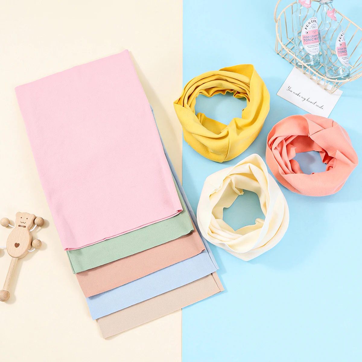 어린이 목화 스카프 다목적 O 넥 링 스카프 솔리드 인쇄 어린이 가을 겨울 소년 소녀를위한 따뜻한 Windproof 스카프