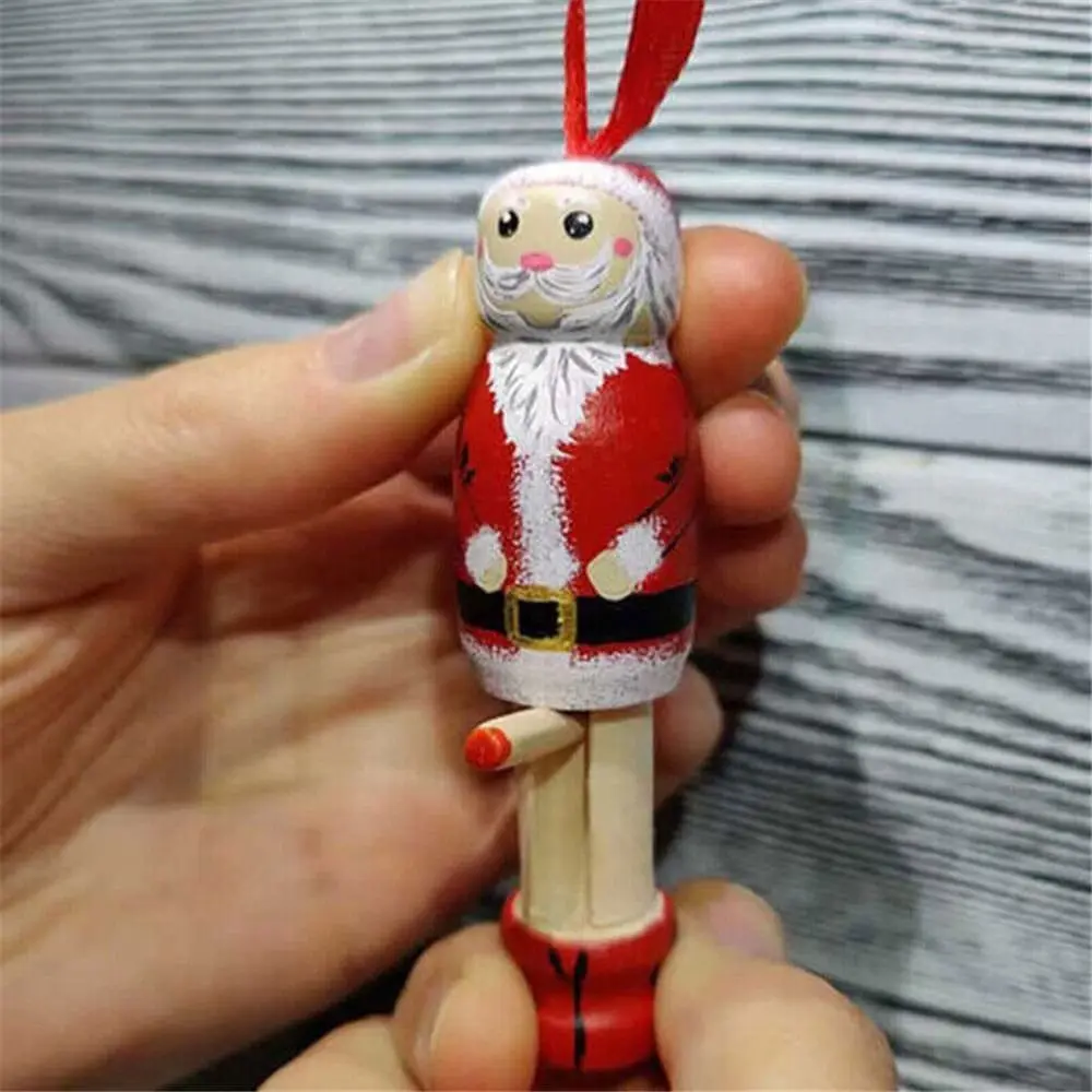 Christmas Wood Novel Funny Santa Ornament Holiday Hanging Party Decors Christmas Tree Decoration