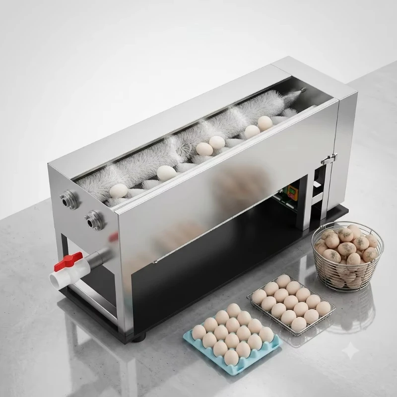 Quail and Chicken Egg Washer Stainless Steel Egg Cleaner with Egg Washing Cleaning Machine Automatic Brush Roller for Small Farm