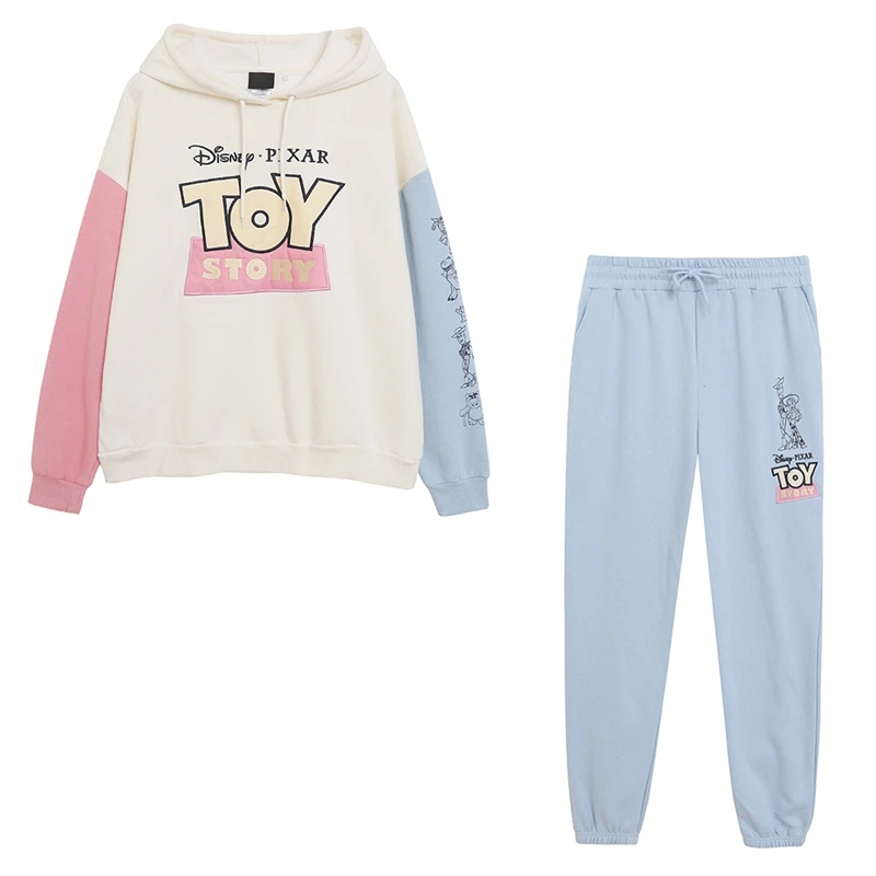 

Cartoon Anime Embroidered Hooded Fleece Long Pocket Sweatshirt Loose Oversize Women's Comfortable Casual Sweatpants