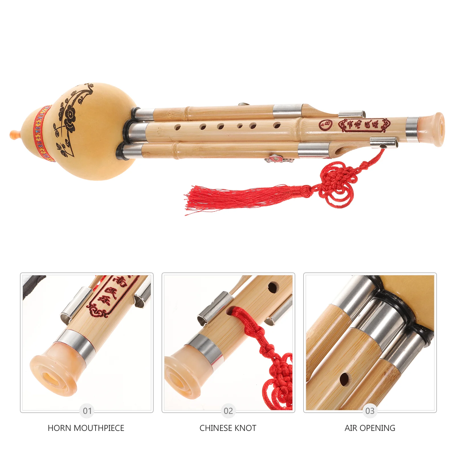 

Woodwind Instruments Handmade Hulusi Flute Bamboo Ethnic Musical Lovers Cucurbit