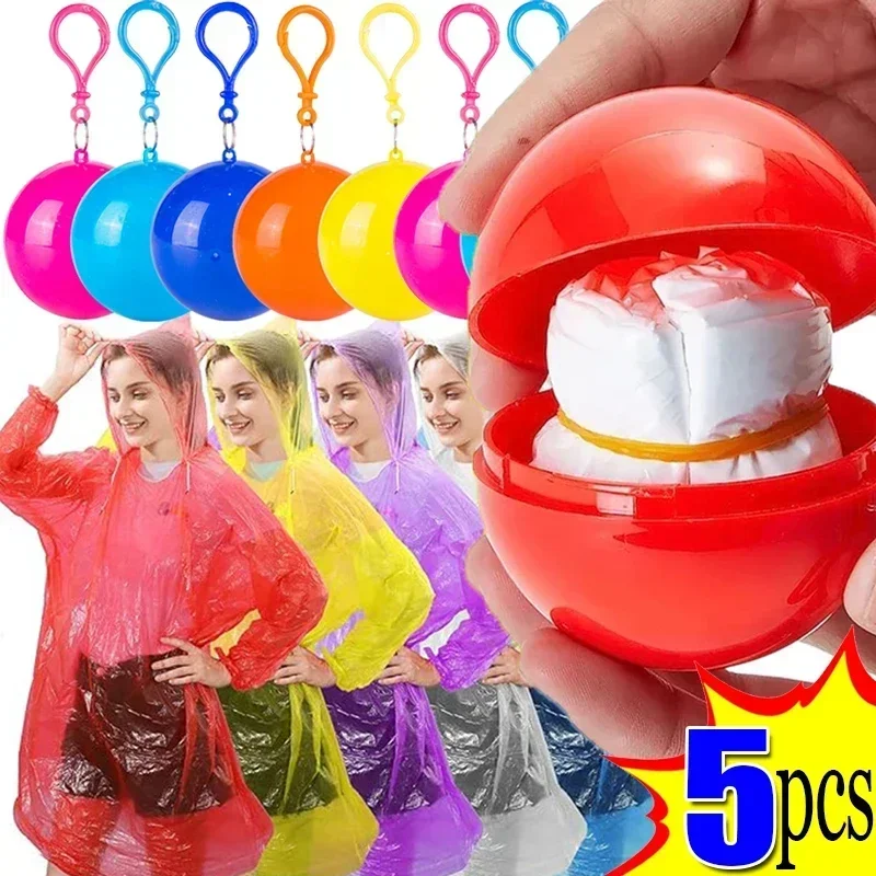 

5/1PCS Disposable Raincoat Ball Waterproof Adults Rain Ponchos Cloak Portable Outdoor Traveling Camping Emergency Coat Rain Gear