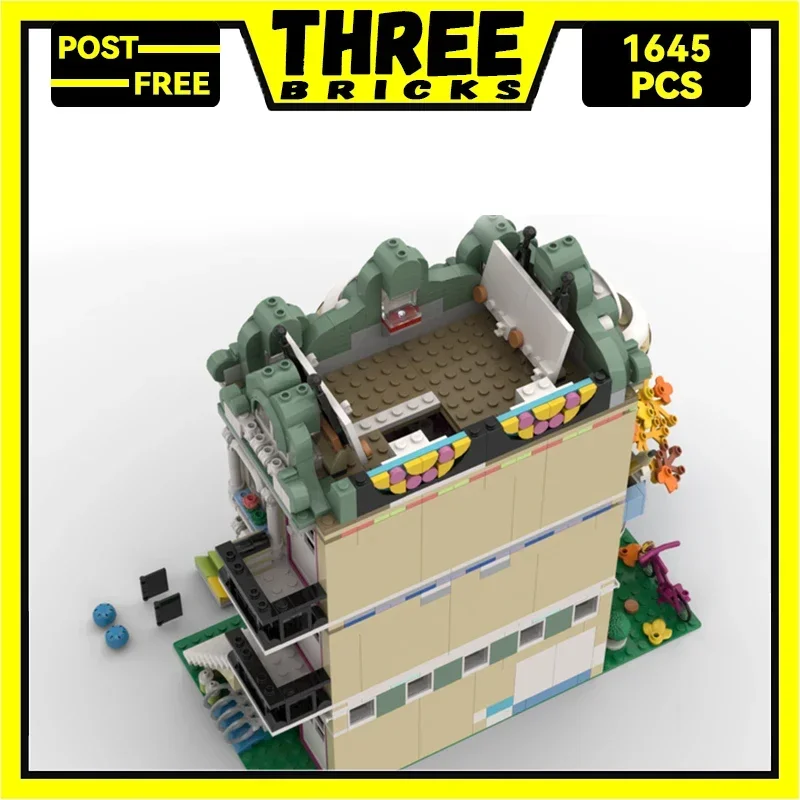 Three bricks Moc Bausteine Street View Modellreihe Kunstschule Gebäude technologie Ziegel DIY Spielzeug für Kinder Kinder Geschenke