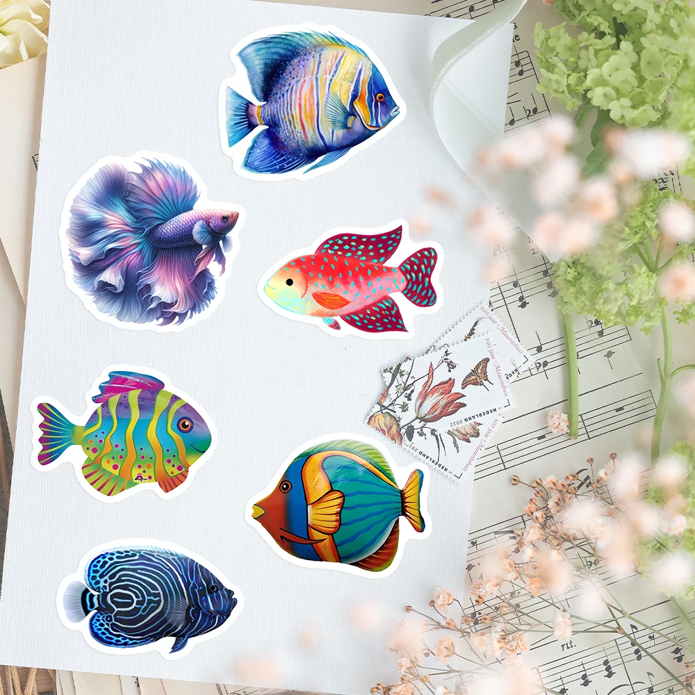 Ästhetischer tropischer Fisch-Aufkleber, Kunst, Clipart-Kollektion, DIY-Geschenk, Spielzeug, Aufkleber für Laptop, Telefon, dekorative Gepäckflasche, wasserfest