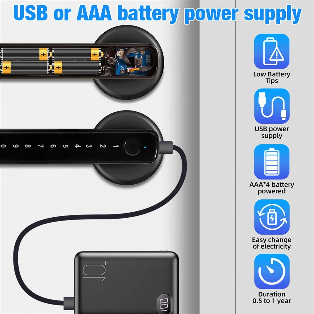 지문 도어 잠금 장치 앱 제어 기능이 있는 열쇠가 없는 출입 도어 잠금 장치 침실 홈용 생체 인식 도어 잠금 장치가 있는 지문 도어