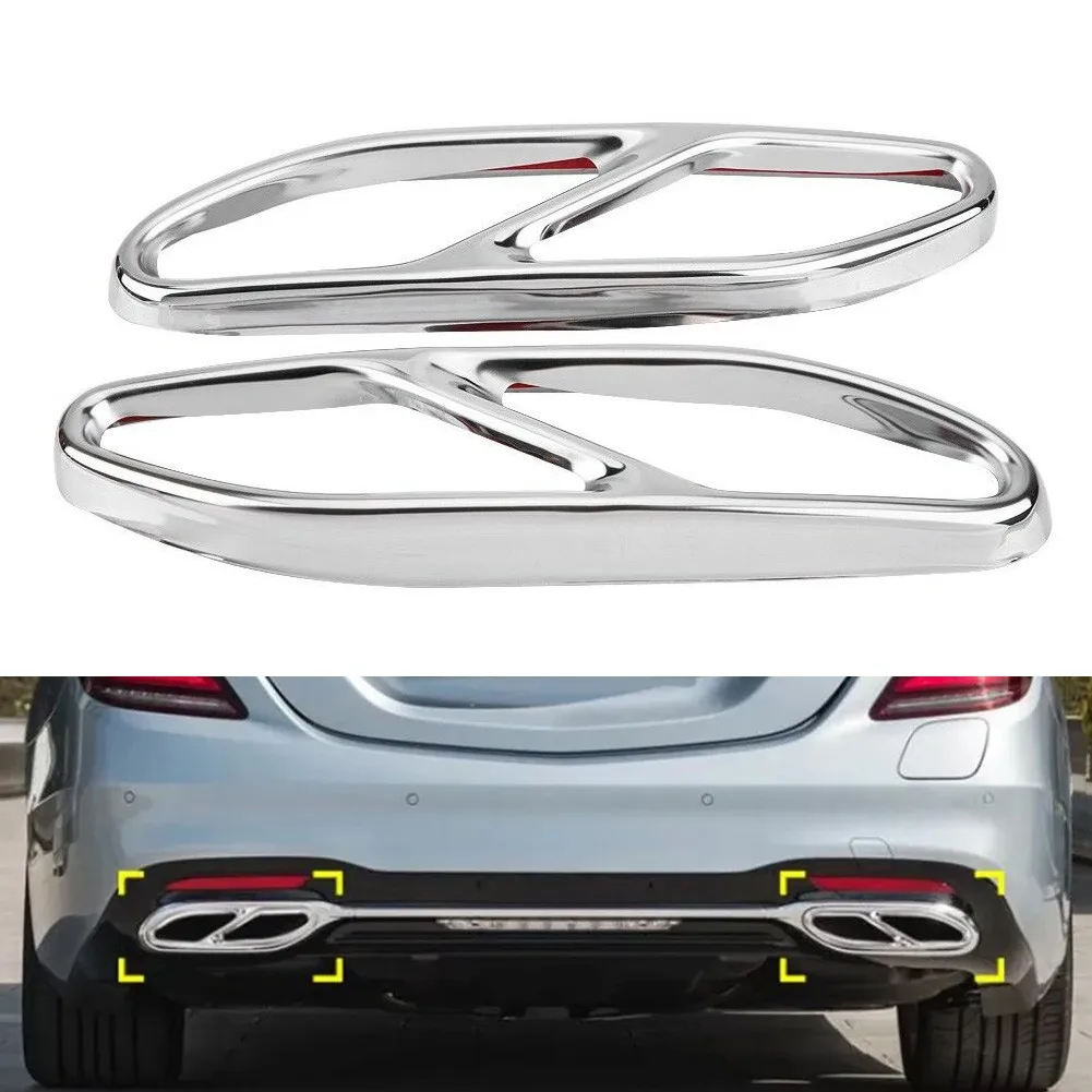 

2pcs Steel Car Exhaust Muffler Tip Tail Pipe Cover For Mercedes Benz W222 S Class 2018-2024 Tail Exhaust Pipe Decoration Trim