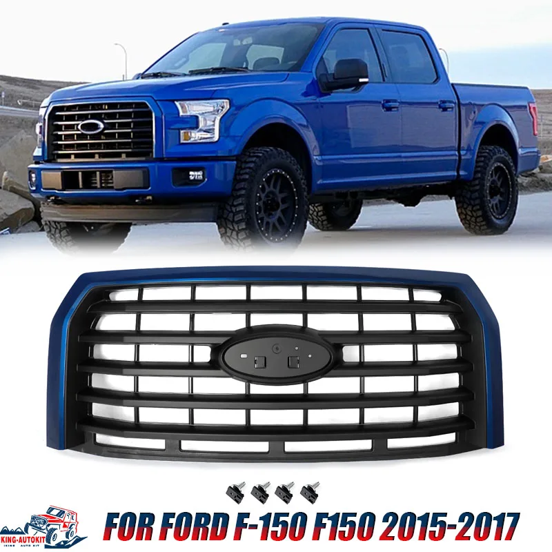 Front Upper Bumper Grilles Fit For 2015-2017 Ford F150 F-150 Front Grille Assembly Lightning Blue N6 Modified Grills FL3Z8200AA