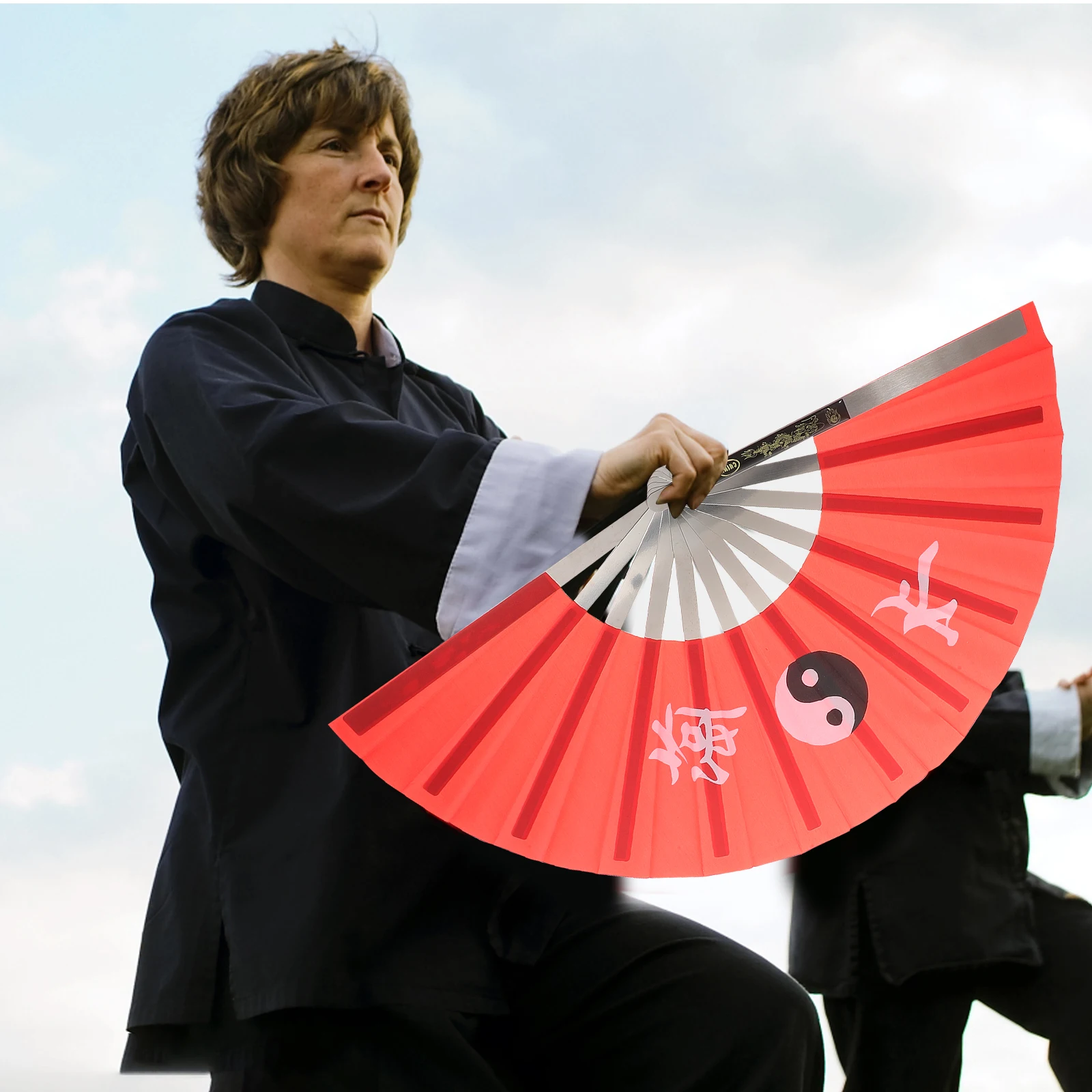 

Tai Chi Fan Foldable H held Large Size Kung Fu Dancing Cloth Fans for Craft Home Decor Traditional Style