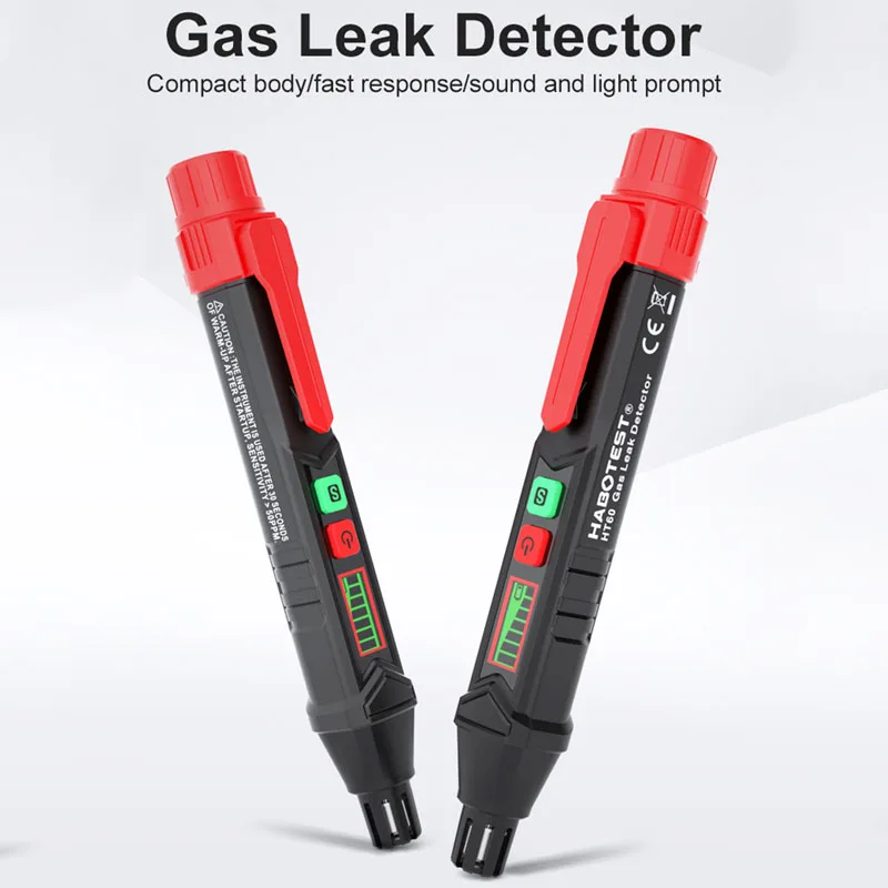 HT60 Gas Leak Detector 0-1000PPM Sound & Screen Alarm Combustible Flammable Natural Methane Mini Gas Detector