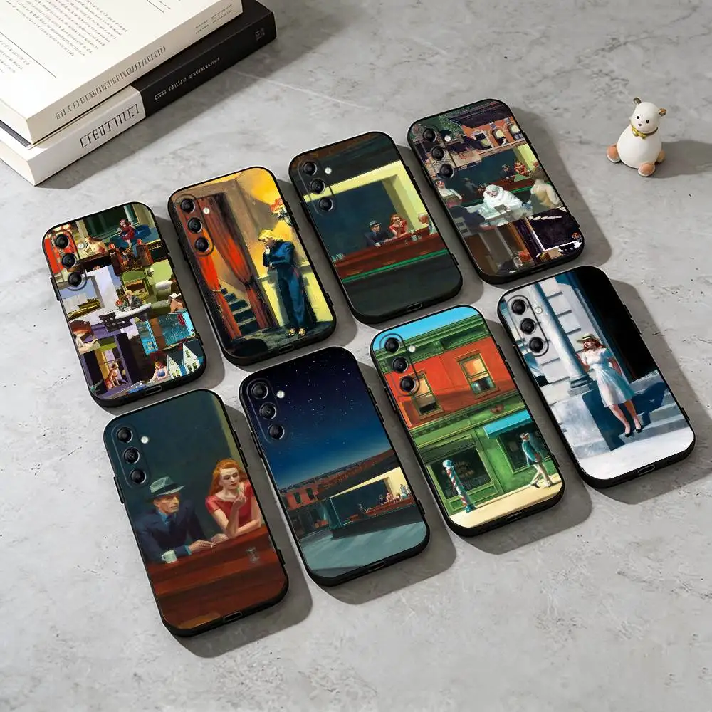 E-edward H-hopper Art  Phone Case For Samsung Galaxy A73,A72,A71,A70,A53,A52,A51,Soft Silicone Black Cover