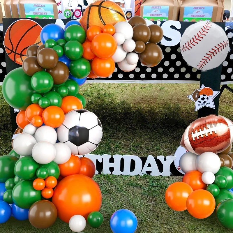 108 Stück eine Reihe von Sport themen Fußball Basketball Baseball Rugby Folie Ballon Set, Geburtstags feier, Abschluss feier Dekoration