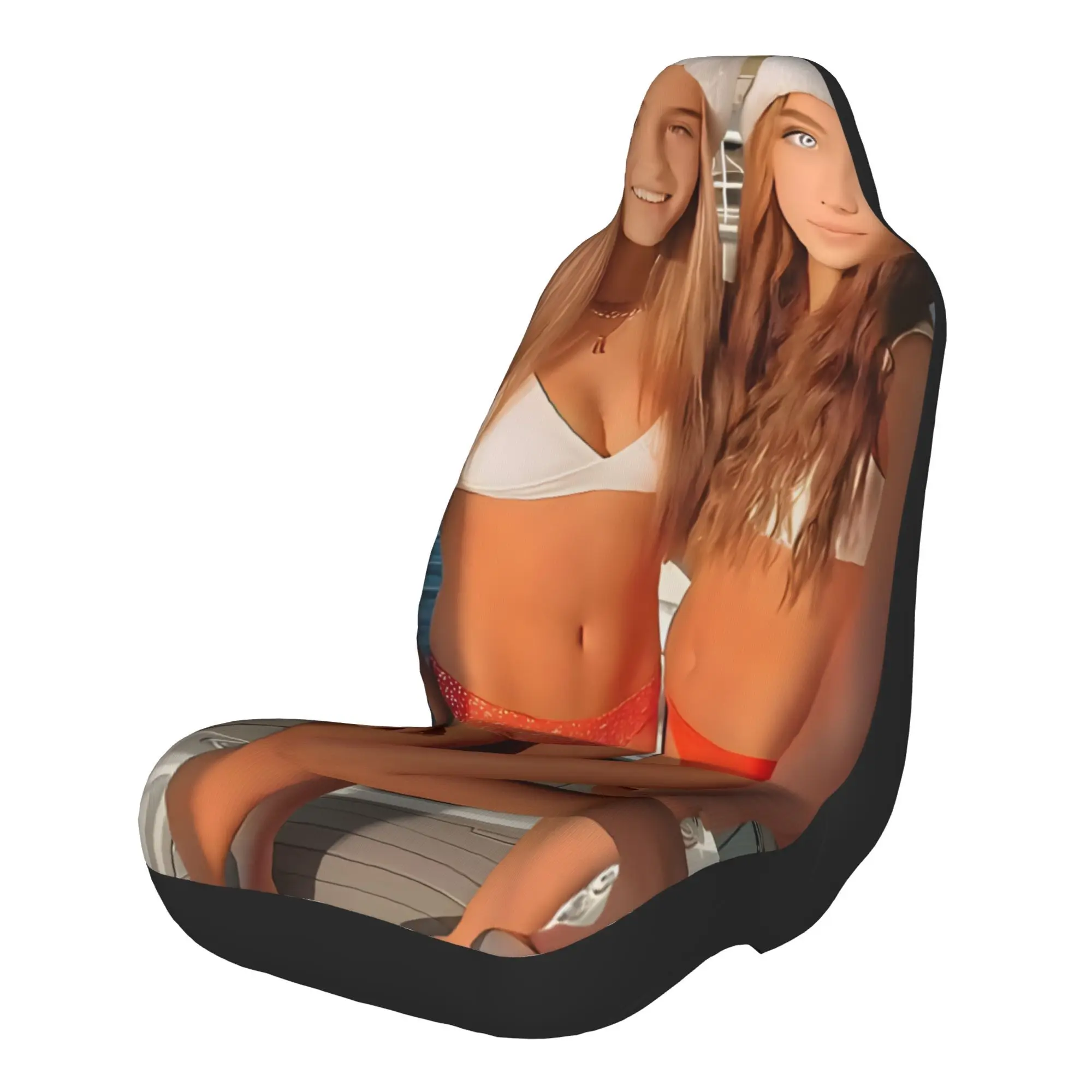 2pcs Festive Bikini Clad Friends Pose By The Lake For Christmas VibesCar Seat Covers, Suitable For All Vehicles, Christmas Gifts