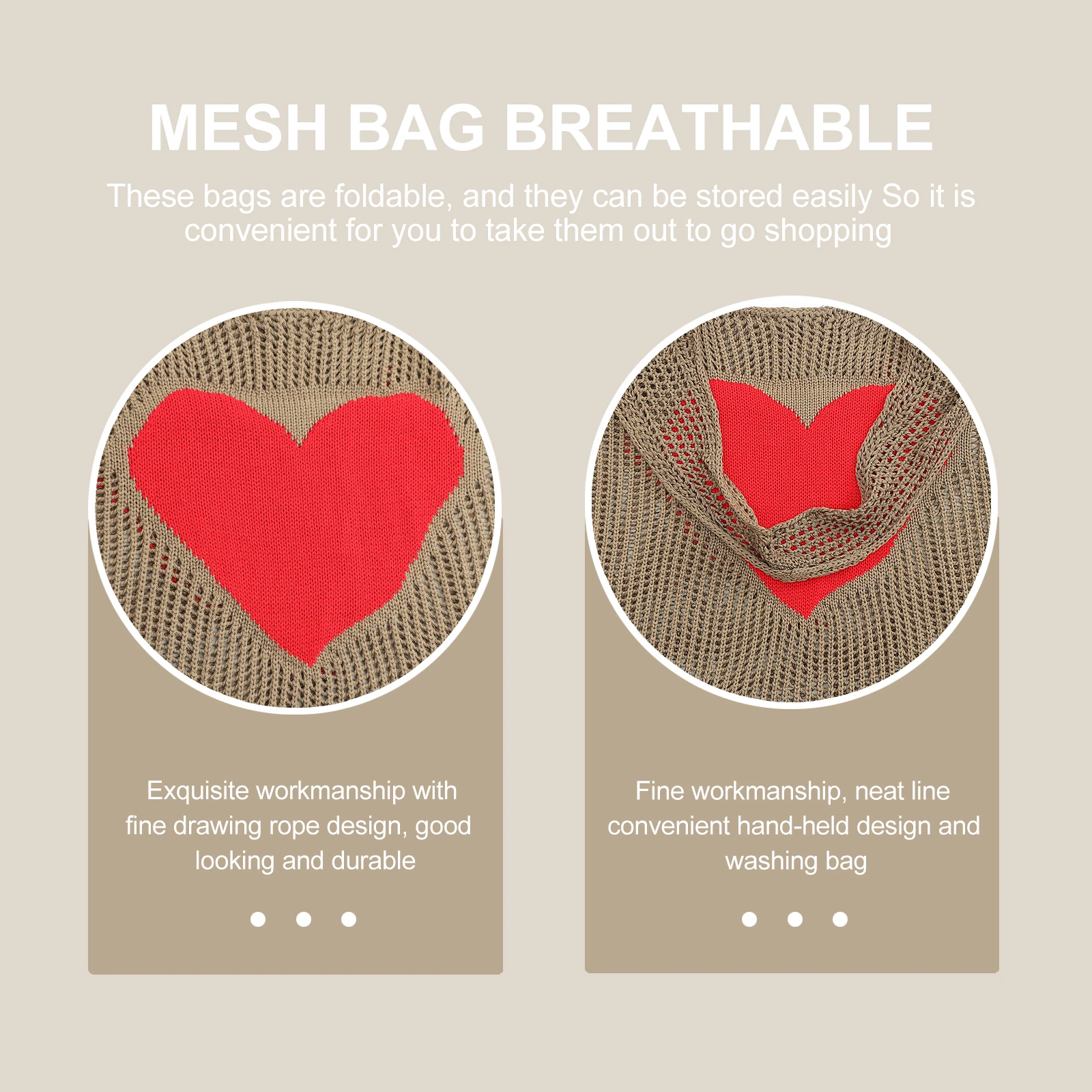 

Mesh Storage Bag Grocery Produce Bags Reusable Tote Knit Knitted Women Shopping Bohemia Women's