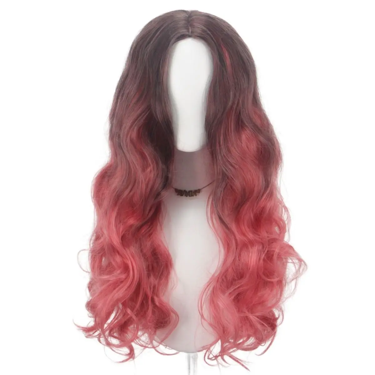 Anxin Brand Synthetic Fiber Wig: Long Curly Hair in Gradient Black and Red, Made of High-Temperature Fiber, with a Gradient Color Throughout, Comfortable to Wear and Easy to Maintain, Highly Suitable for Halloween/Comic Conventions/Party Styling Events, the Hair Net Is Designed with Holes, Making It Breathable, Easy to Wear in Events, Creating a Fashionable Atmosphere, a Trendy and Fashionable Item.