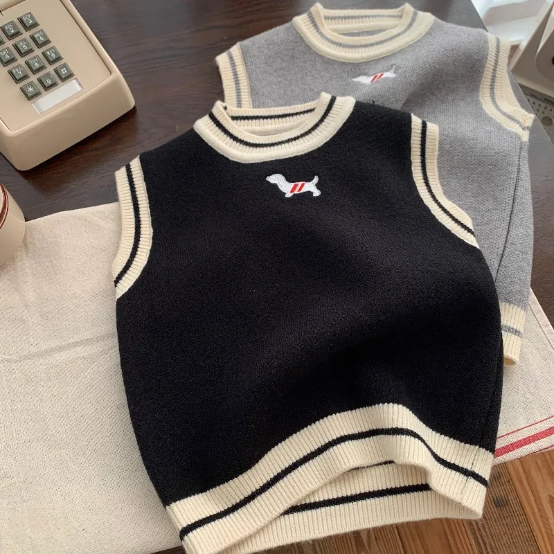 

2025 New Baby Autumn Clothing Children's Korean-style Knitted Vest Children's Clothing With a Sweater Inside