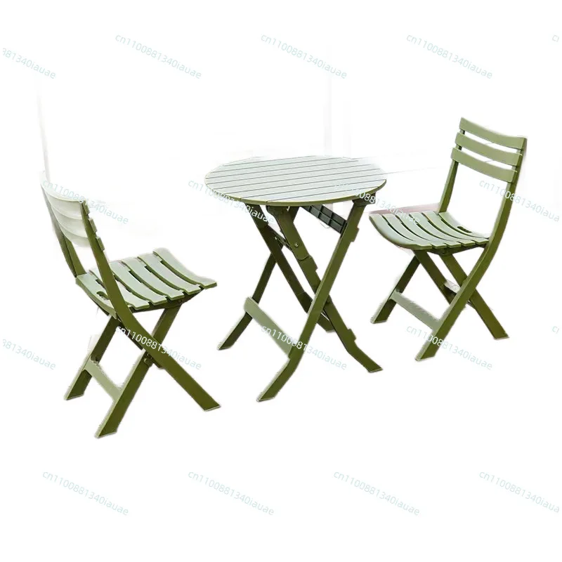 

Outdoor Balcony Folding Table and Chair Set Tea Combination Small Round Table Waterproof