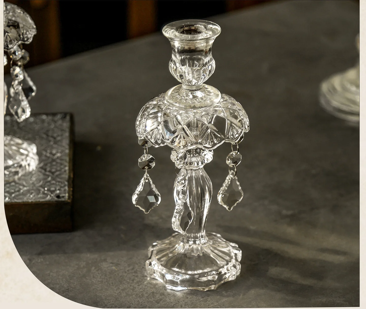 Creative Glass Candlestick Night Glass Stick Candle Holder Bar Home Wedding Decor Props Atmospheric Ornament Aromatherapy Seat