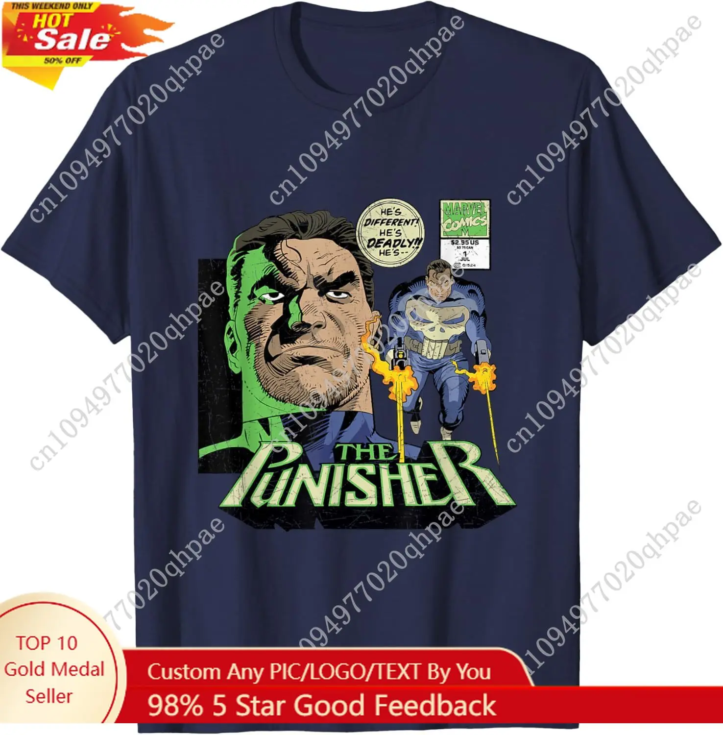 

Marvel The Punisher Men Women Retro Marvel Comics T-Shirt T-Shirt