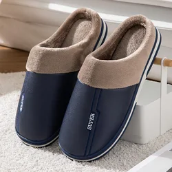 Big Size 49 50 Men Home Slippers Waterproof Winter Autumn Warm Plush Slides Bedroom Casual Thick Plush Shoe House Non-Slip Flats