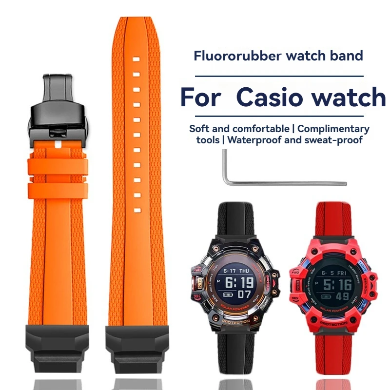 Replacement Fluoroelastomer Watch Band for Casio G-SHOCK GBD-H1000 Digital Sports Strap | Rubber Wristband for Smartwatch
