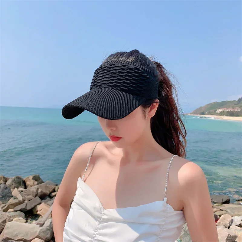 Women\'s Cap Outdoor Sport Baseball Breathable Empty Top Hat Visor Anti-UV Sun Caps Girl Golf Tennis Hats