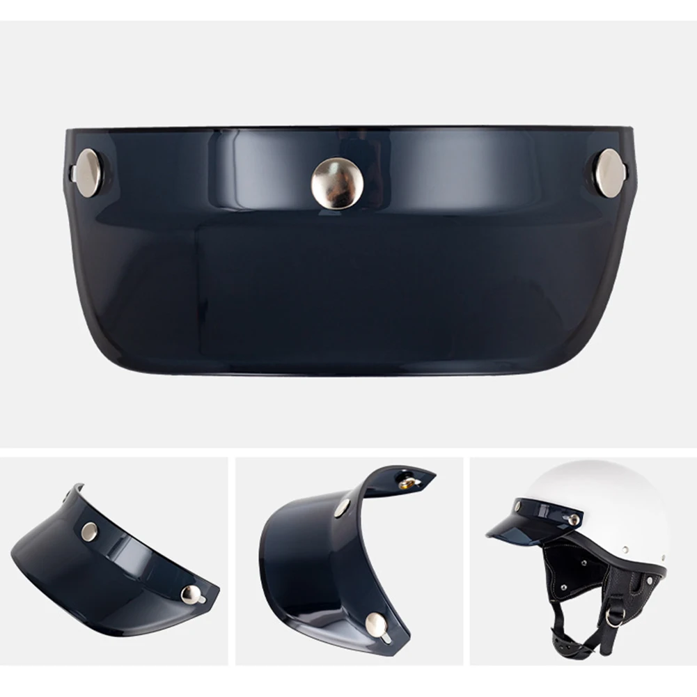 Retro Half Face Motorcycle Helmet 3 Snap-Button Visor Flip Up Wind Shield Vintage Motorbike Helmets Accessories For Men Women