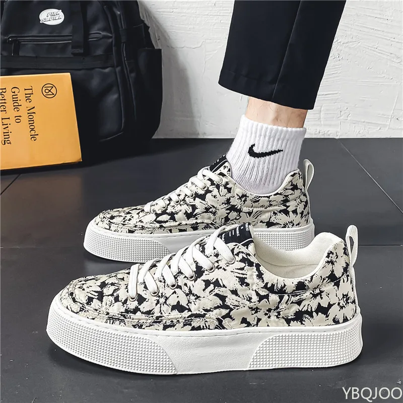 Zapatos de lona cómodos y transpirables para hombre, calzado informal con suela gruesa, versátil, a la moda, para primavera y verano